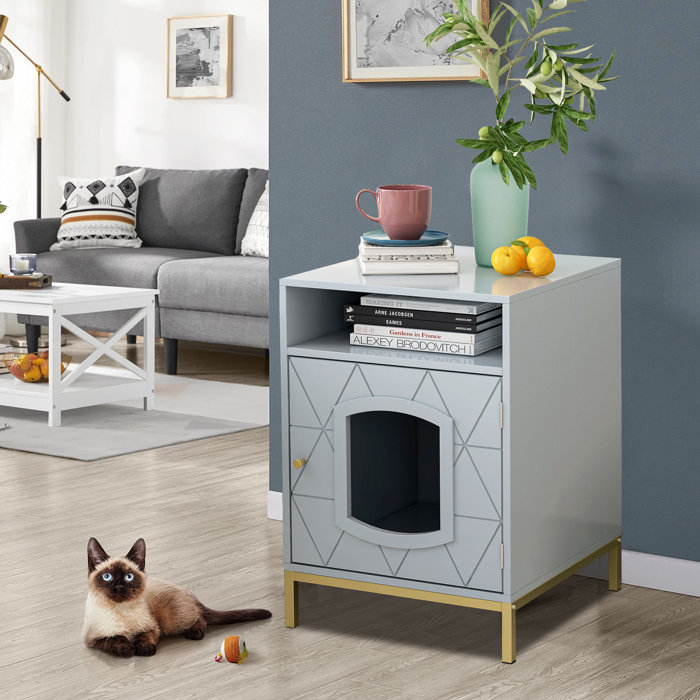 Tucker Murphy Pet™ Pet Side Table, Cat Litter Box Enclosure, Litter Box